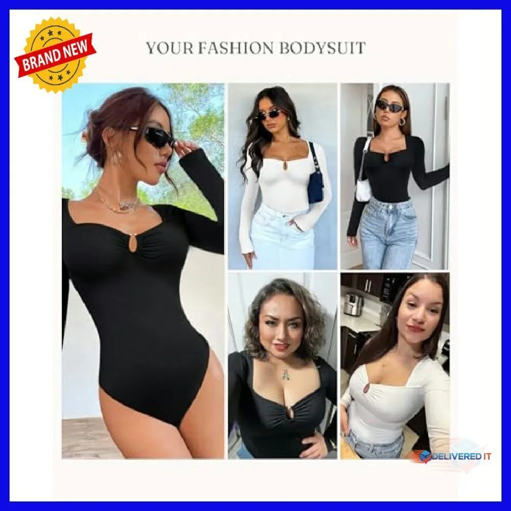 Long Sleeve Tummy Control Bodysuit Seamless Thong Shapewear